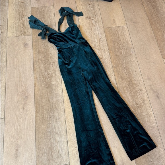 Endless Rose Teal Velvet Jumpsuit - Picture 1 of 3